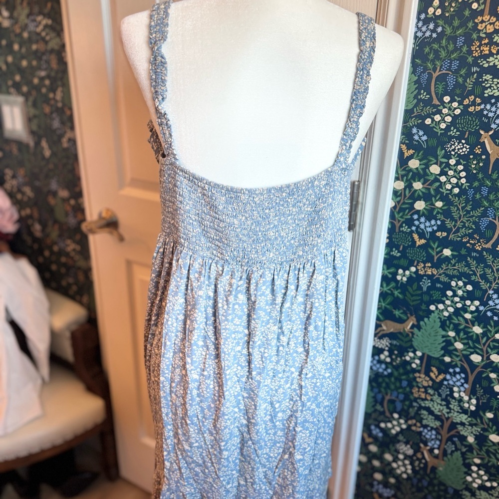 American Eagle Outfitters Blue Smocked back ruffle corset Dress - Picture 5 of 6